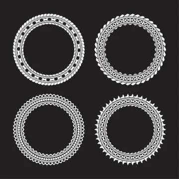 Set of 4 round frames on a black background Stock Illustration