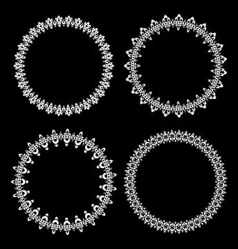 Set of 4 round frames on a black background Stock Illustration