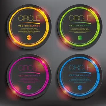 Set of 4 round paper notes banners. Stock Illustration