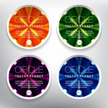 Set of 4 round paper notes banners. Stock Illustration