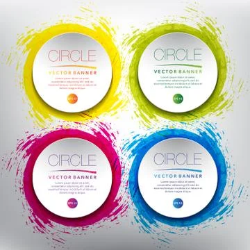 Set of 4 round paper notes banners. Illustrazione stock