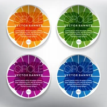 Set of 4 round paper notes banners. Ilustración de archivo