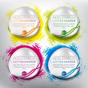 Set of 4 round vector banners. Stock Illustration