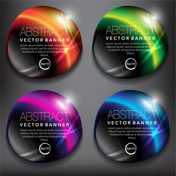 Set of 4 round vector banners. Illustrazione stock