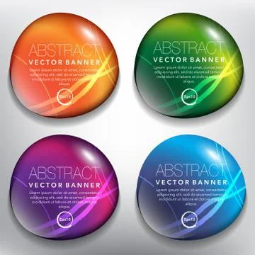 Set of 4 round vector banners. Stock Illustration
