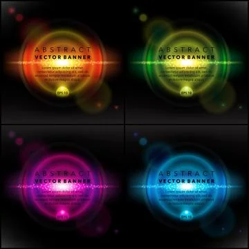 Set of 4 round vector banners. Stock Illustration