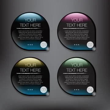 Set of 4 round vector banners. Illustrazione stock