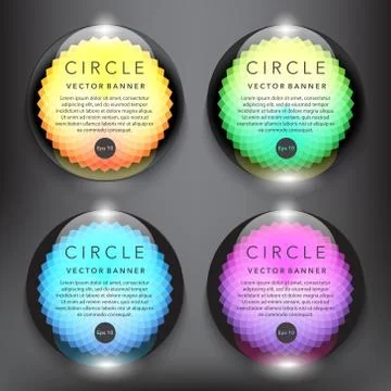 Set of 4 round vector banners. Stock Illustration
