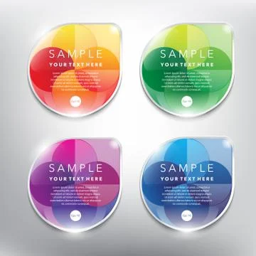 Set of 4 round vector banners. Illustrazione stock