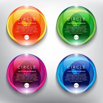 Set of 4 round vector banners. Stock Illustration