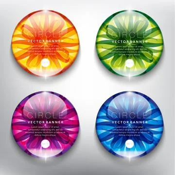 Set of 4 round vector banners. Stock Illustration