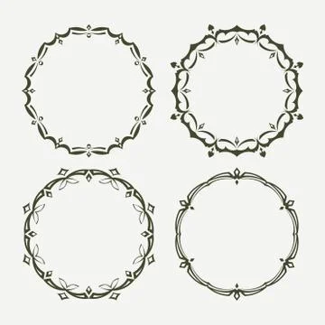 Set of 4 round vector frames Stock Illustration