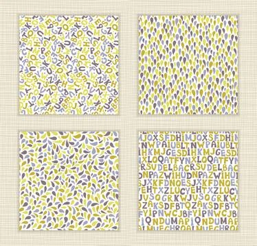 Set of 4 Seamless background with  alphabet and abstract style Stock Illustration