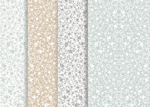 Set of 4 Seamless background baroque style Stock Illustration