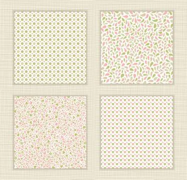 Set of 4 Seamless background. Bright summer pattern Stock Illustration