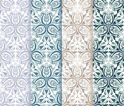 Set of 4 Seamless background  Eastern style Stock Illustration
