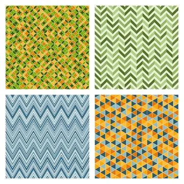 Set of 4 Seamless background in the geometric pattern Stock Illustration