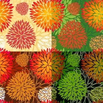 Set of 4 seamless floral backgrounds Stock Illustration