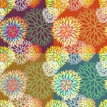 Set of 4 seamless floral backgrounds Stock Illustration