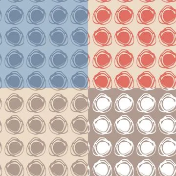 Set of 4 Seamless pattern. polka dot texture. doodle Stock Illustration
