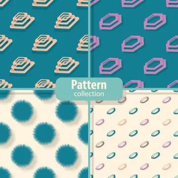 A set of 4 seamless patterns with geometric elements. The template is suitable Illustrazione stock