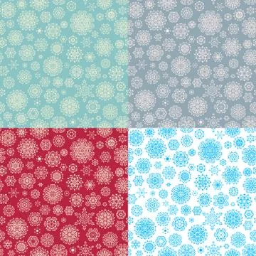Set of 4 Seamless snowflakes pattern. EPS 10 vector 스톡 일러스트