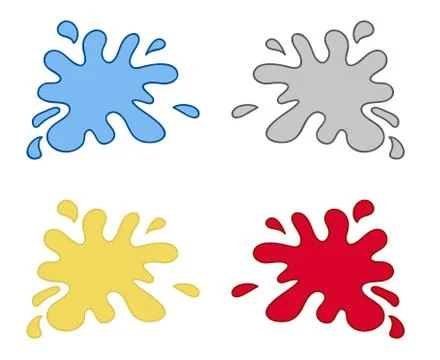 Set of 4 simple cartoon stains (water, oil, dust, blood) Stock Illustration