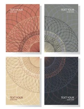 Set of 4 simple geometric mandala graphic covers design. Poster template in e イラスト素材