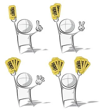 Set of 4 sparse vector illustrations of a of a generic cartoon character hold Stock Illustration