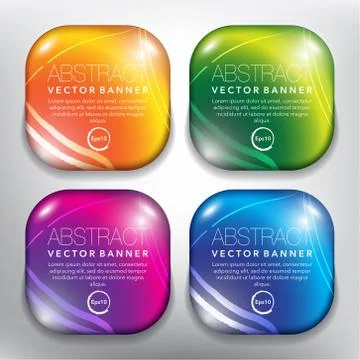 Set of 4 square vector banners. Stock Illustration