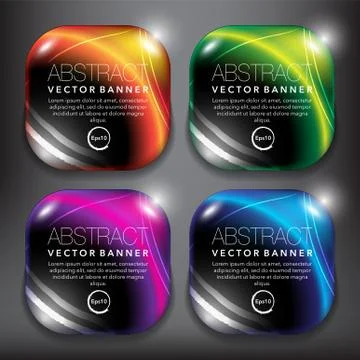 Set of 4 square vector banners. Illustrazione stock