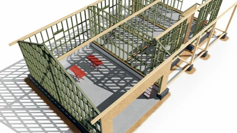 Set 4 Stage 3 of 7. Wood frame structure of building. 動画素材 113171194