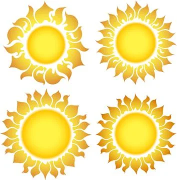 Set of 4 suns Stock Illustration