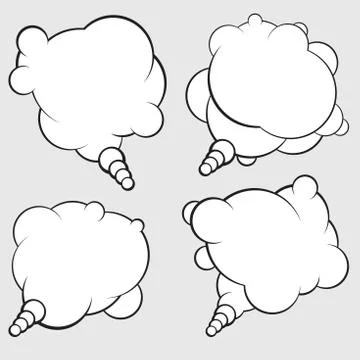 Set of 4 talking bubbles with white fill. Stock Illustration