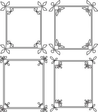 Set of 4 thin decorative frames in mono line style Stock Illustration
