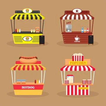 Set of 4 Various Booth Stock Illustration