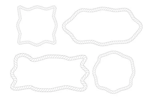 Set 4 Vector asymmetric shape, frame from white rope for your element design Stock Illustration