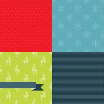 Set of 4 Vector Christmas and New Year seamless patterns Stockillustratie