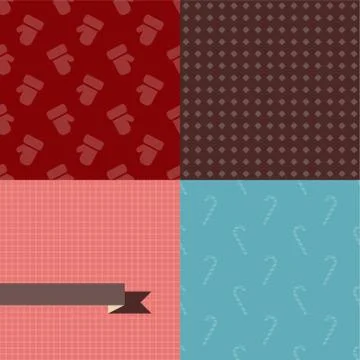 Set of 4 Vector Christmas and New Year seamless patterns Stockillustratie