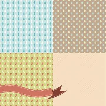 Set of 4 Vector Christmas and New Year seamless patterns Illustrazione stock