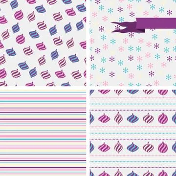 Set of 4 Vector Christmas and New Year seamless patterns イラスト素材