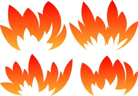 Set of 4 vector fires in cartoon style Stock Illustration
