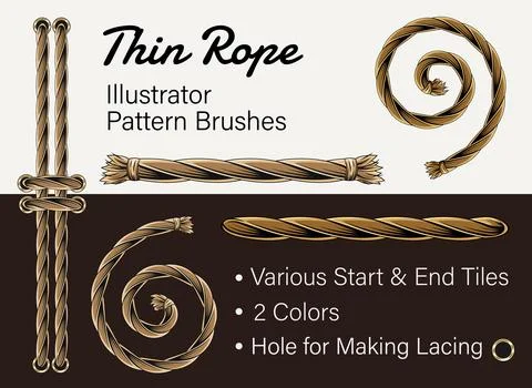 Set of 4 vector rope pattern brushes. 스톡 일러스트
