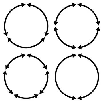 Set of 4 version circular arrow, circle arrow elements Stock Illustration