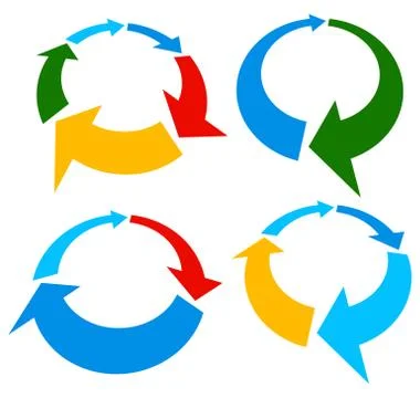 Set of 4 version circular arrow, circle arrow elements 스톡 일러스트