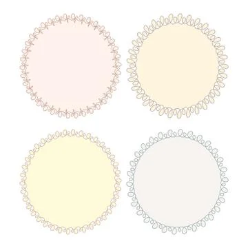 Set of 4 very simple round frames with fully editable stroke width and fill c Stock Illustration