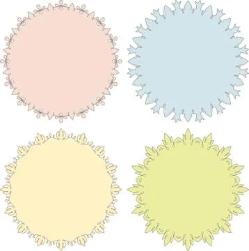 Set of 4 very simple round frames with fully editable stroke width and fill c 스톡 일러스트