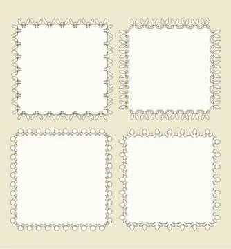 Set of 4 very simple square frames with fully editable stroke width Illustrazione stock
