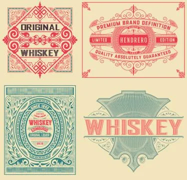 Set of 4 vintage labels Stock Illustration