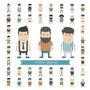 Set of 40 people characters Stock Illustration